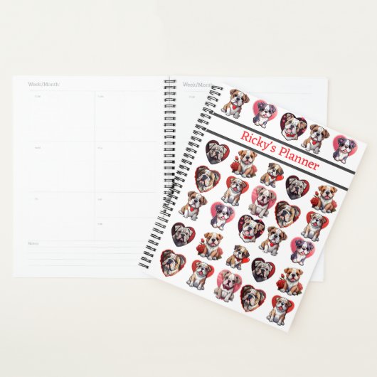 Valentijn Bulldog gepersonaliseerd Planner (Display)