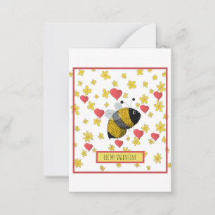 Valentijn Bumblebee Daisy Pink Heart Cute Notitiekaartje