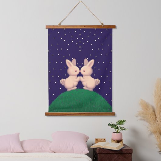 Valentijn Bunnies Hangend Wandkleed (Slaapkamer)