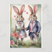 Valentijn Bunnies in blauw Briefkaart (Voorkant)