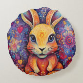 Valentijn Bunny Flowers harten paarse Rond Kussen (Achterkant)