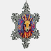 Valentijn Bunny Flowers harten paarse Tin Sneeuwvlok Ornament (Links)