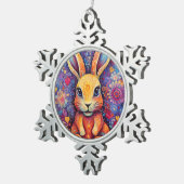 Valentijn Bunny Flowers harten paarse Tin Sneeuwvlok Ornament (Rechts)