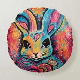 Valentijn Bunny Positieve vibes harten Rond Kussen