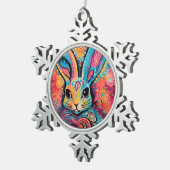 Valentijn Bunny Positieve vibes harten Tin Sneeuwvlok Ornament (Rechts)