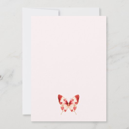 Valentijn Butterfly Bridal Shower Uitnodiging (Achterkant)