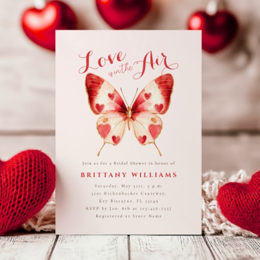 Valentijn Butterfly Bridal Shower Uitnodiging