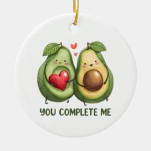 Valentijn Cadeau Avocado Je maakt me compleet Keramisch Ornament