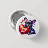Valentijn cadeau - Frenchie Chic Bulldog Ronde Button 3,2 Cm (Voorkant /achterkant)