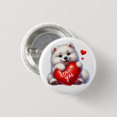 Valentijn cadeau - Pom Pom Love Pommerse Ketting Ronde Button 3,2 Cm (Voorkant /achterkant)