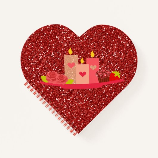 Valentijn Candles Potpourri Red Faux Glitter Notitieboek (Voorkant)