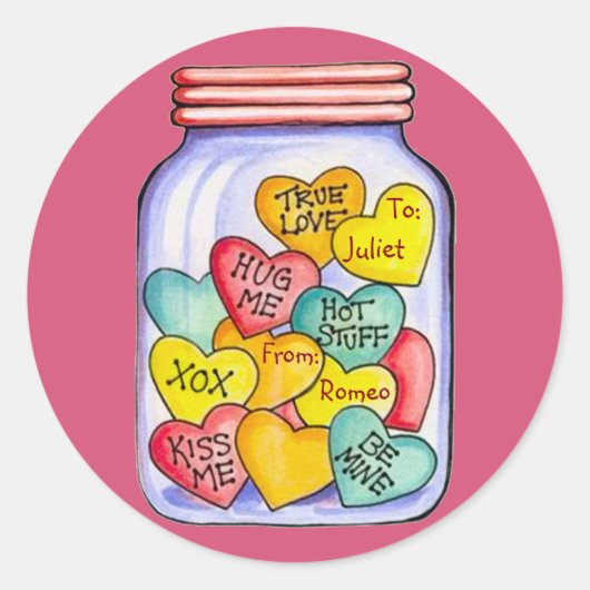 Valentijn Candy Jar Stickers (Voorkant)