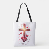 Valentijn Canvas tas: "Geliefde Johannes 3:16" Tote Bag (Achterkant)