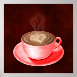 Valentijn Cappuccino Art Heart Poster