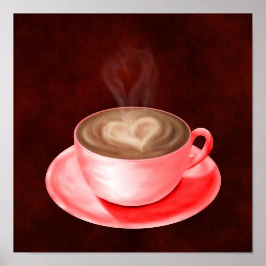 Valentijn Cappuccino Art Heart Poster (Voorkant)