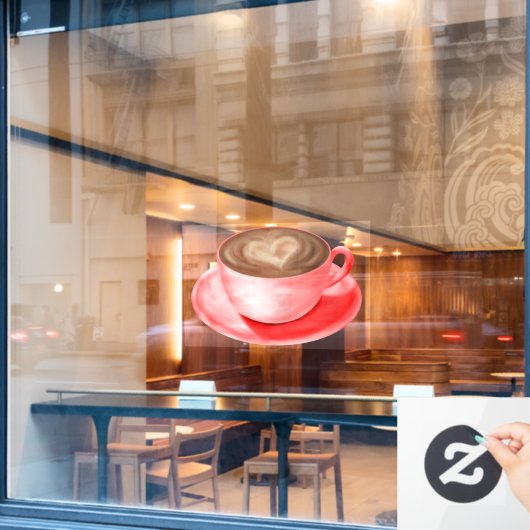 Valentijn Cappuccino Art Heart Raamsticker (Cafe Raam)