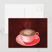 Valentijn Cappucino Art Heart Briefkaart (Voorkant / Achterkant)
