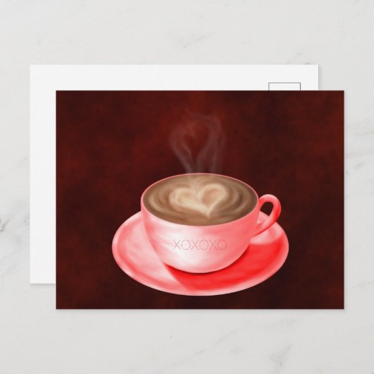 Valentijn Cappucino Art Heart Briefkaart (Voorkant / Achterkant)