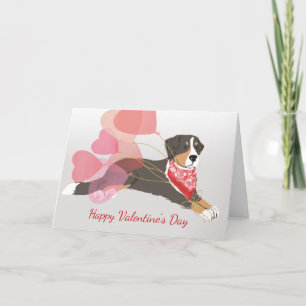 Valentijn Card van Bernese Mountain Dog-ballonnen Feestdagen Kaart