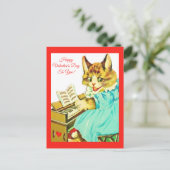 Valentijn Cat die Piano Happy Valentine's Day spee Briefkaart (Staand voorkant)