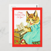 Valentijn Cat die Piano Happy Valentine's Day spee Briefkaart (Voorkant / Achterkant)