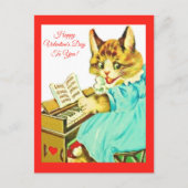 Valentijn Cat die Piano Happy Valentine's Day spee Briefkaart (Voorkant)