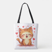 Valentijn Cat Love Cat Valentijnse Tote Bag (Achterkant)