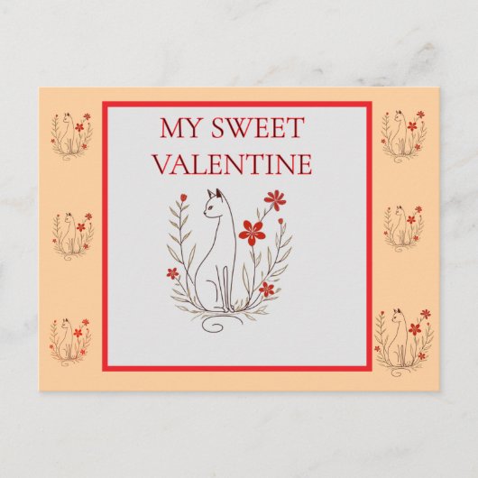 Valentijn Cat Post Kaart (Voorkant)