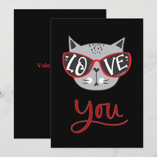 Valentijn Cat | VAN JOU Fijne Valentijnsdag Feestdagenkaart (Voorkant / Achterkant)