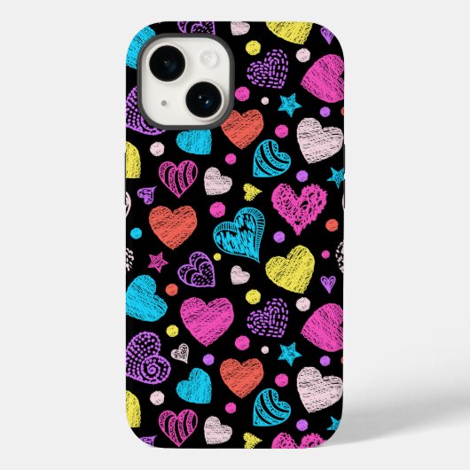 Valentijn Chalk Hearts | iPhone 14 Hoesje-Mate Case-Mate iPhone Case (Achterkant)