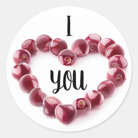 Valentijn Cherries Ronde Sticker (Voorkant)
