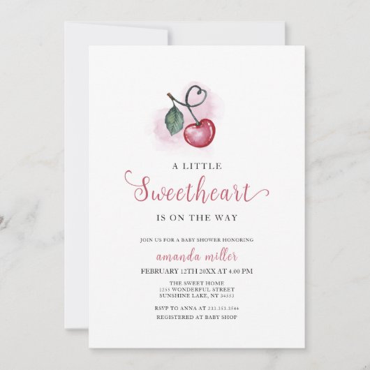 Valentijn Cherry Berry Sweetheat Heart Baby shower Kaart (Voorkant)