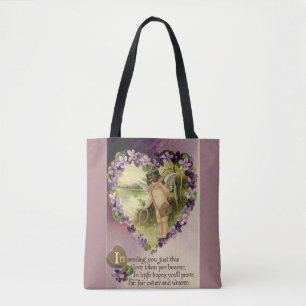  Valentijn Cherub en Violet Tote Bag