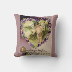 Valentijn Cherub en viooltjes omkeerbaar Kussen