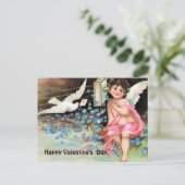 Valentijn -Cherub met Dove Letter & Telefoon Feestdagenkaart (Staand voorkant)