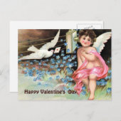 Valentijn -Cherub met Dove Letter & Telefoon Feestdagenkaart (Voorkant / Achterkant)
