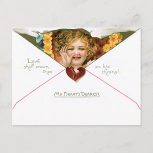 Valentijn Cherub met gele bloemen Briefkaart