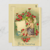  Valentijn Cherub omgeven door rode rozen Briefkaart (Voorkant / Achterkant)