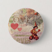 Valentijn Cherub Ronde Button 5,7 Cm (Voorkant)