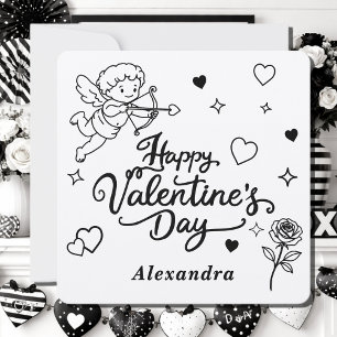 Valentijn Cherubijn & Romantische Doodle Gepersona Feestdagenkaart