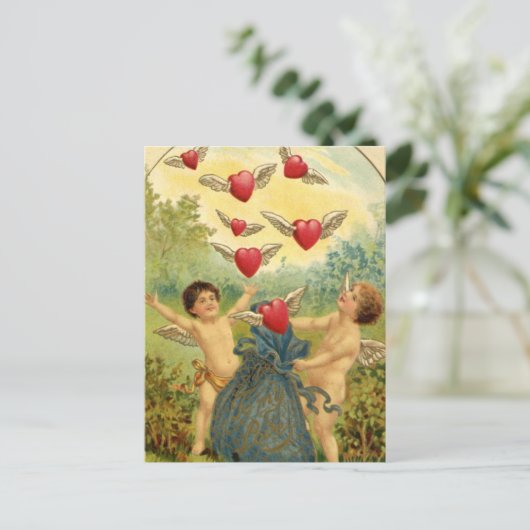  Valentijn Cherubs en harten Feestdagenkaart (Staand voorkant)