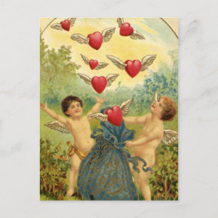 Valentijn Cherubs en harten Feestdagenkaart