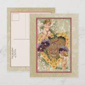 Valentijn Cherubs en Pansies Briefkaart (Voorkant / Achterkant)