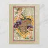  Valentijn Cherubs en Pansies Briefkaart (Voorkant)
