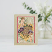 Valentijn Cherubs en Pansies Briefkaart (Staand voorkant)