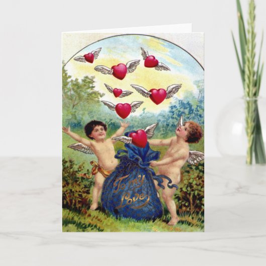 Valentijn Cherubs Feestdagen Kaart (Voorkant)
