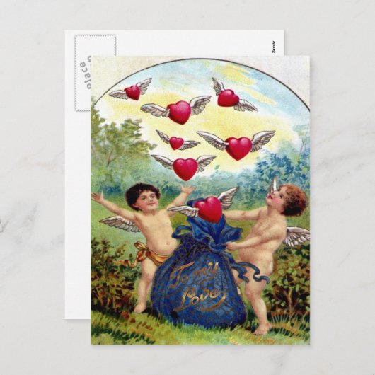 Valentijn Cherubs Feestdagenkaart (Voorkant / Achterkant)