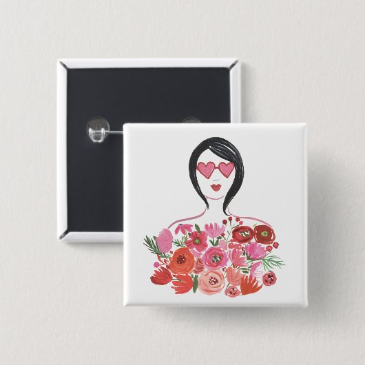 Valentijn Chic I Vierkante Button 5,1 Cm (Voorkant /achterkant)