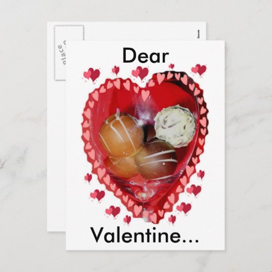 Valentijn Chocolade in Glas met Hart Feestdagenkaart (Voorkant / Achterkant)