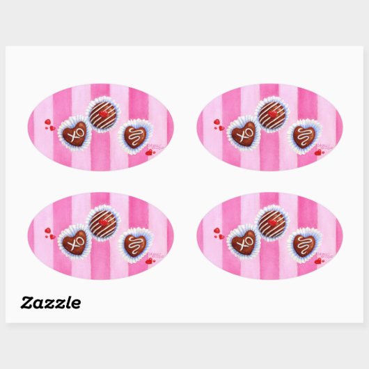 Valentijn Chocolate Hearts Stickers (Vel)
